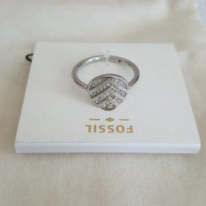 New Fossil Pave Chevron Ring